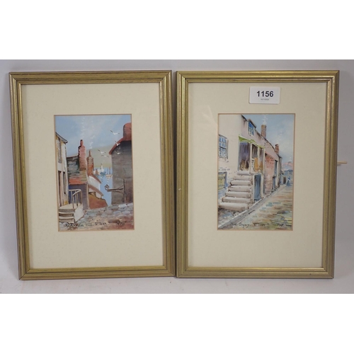 1156 - Two watercolour of St Ives signed with TW monogram, 14 x 9cm