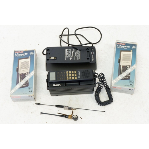 1174 - A 1980's British Telecom car phone F2-364A together with two Harvard H-7 2 channel CB Walkie Talkies... 