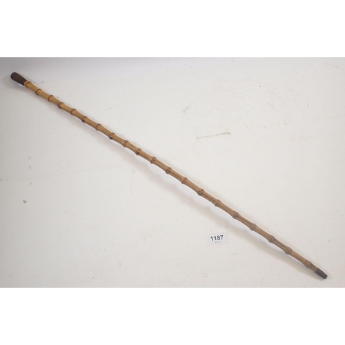 1187 - A George V bamboo swagger stick for the Royal Engineers, 70cm