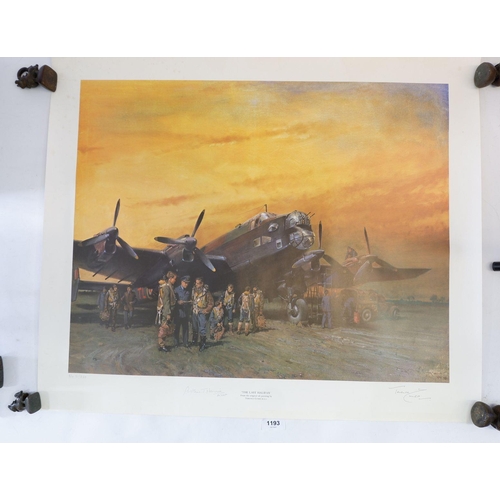 1193 - A Spitfire print by Robert Taylor signed by Douglas Bader and Johnnie Johnson - unframed