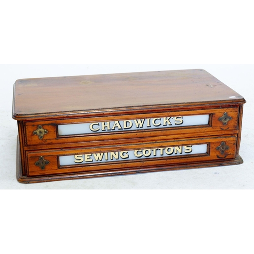 1212 - A Chadwick's Sewing Cotton's advertising two drawer cotton reel box, 53cm wide