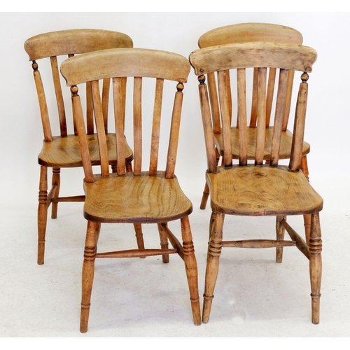 1224 - A set of four farmhouse style pine dining chairs