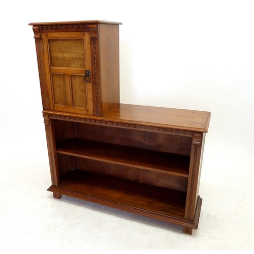 1232 - A mahogany side cabinet or telephone table with panelled cupboard over shelves, 94 x 110 x 30cm