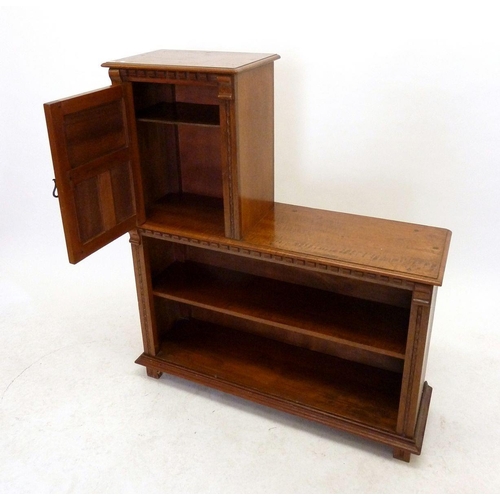 1232 - A mahogany side cabinet or telephone table with panelled cupboard over shelves, 94 x 110 x 30cm