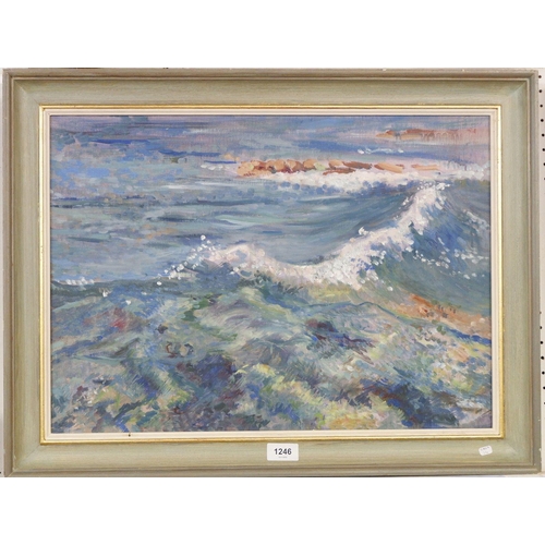 1246 - Oil on canvas - Cornish coastal landscape, unsigned, 39 x 54cm