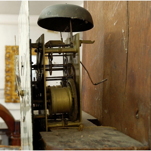 1260 - An 18th century mahogany longcase clock, the rose painted face with date and seconds dials,  by Hall... 