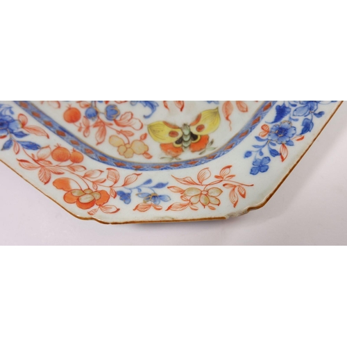 149 - A Chinese mid Qing dynasty meat plate painted butterfly decoration,