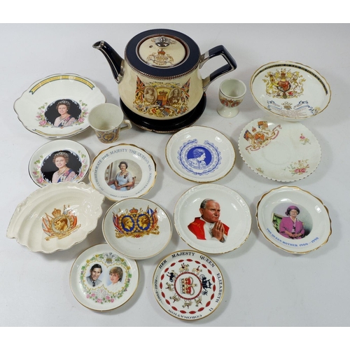 167 - A group of Royal Commemorative china including Queen Victoria teapot, Aynsley, Melba etc