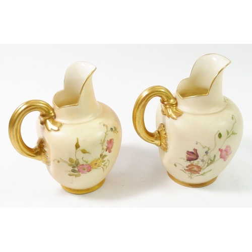 192 - Two Royal Worcester ivory blush pair of painted flowers No. 1094