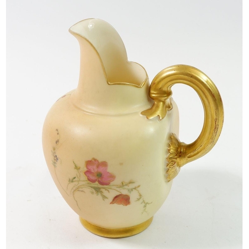 193 - A Royal Worcester ivory blush floral painted jug No. 1094