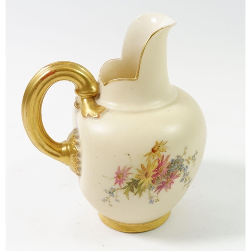 194 - A Royal Worcester ivory blush floral painted jug, No. 1094, 13 cm tall