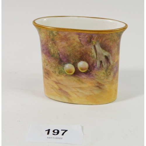 197 - A Royal Worcester miniature posy vase by D Bowkett, 1952, 6.3cm high