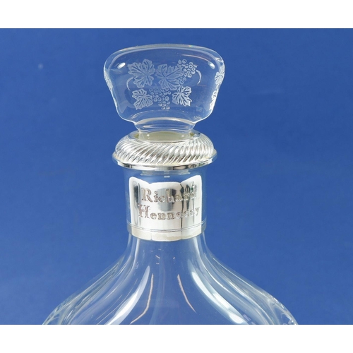 241 - A Richard Hennessy Cognac decanter with stopper, 28cm tall