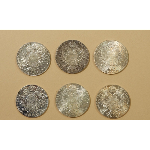 326 - Six Maria Theresia thaler silver coins, dated 1780