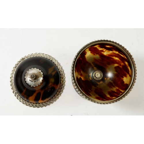 343 - A tortoiseshell and silver pot and cover by Barrett & Sons Picadilly, approx. 13.5cm tall