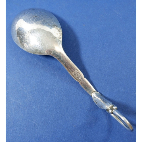 366 - A silver jam spoon with leaf and bud handle by Georg Jensen, 35g