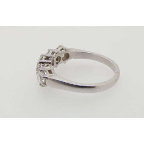 422 - An 18 carat white gold five stone diamond ring approx 1.3 cts with insurance valuation (colour H/I ,... 