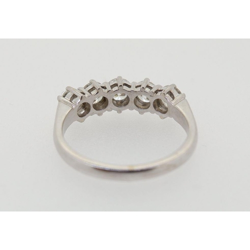 422 - An 18 carat white gold five stone diamond ring approx 1.3 cts with insurance valuation (colour H/I ,... 