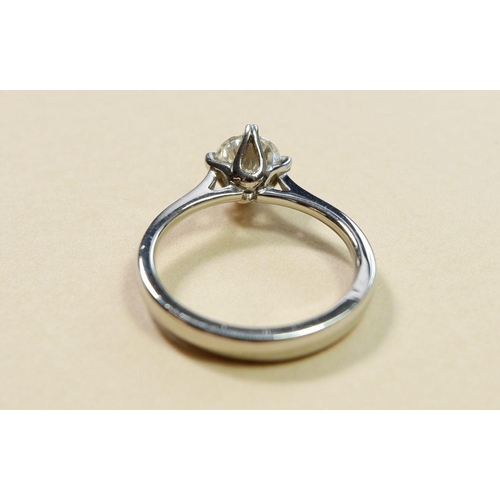 474 - A platinum set solitaire diamond ring by John Donald (maker to the Royal family) approx 1ct size M, ... 