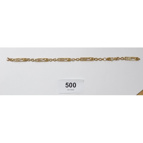 500 - A 9 carat gold Mackintosh style bracelet, a/f, 5.9g