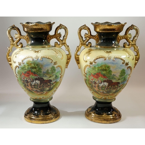 61 - A pair of Victorian style large two handled vases 32cm tall