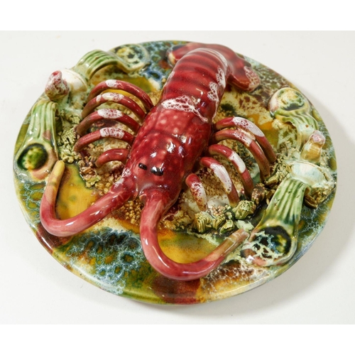 65 - A Majolica lobster wall plate, 20cm diameter