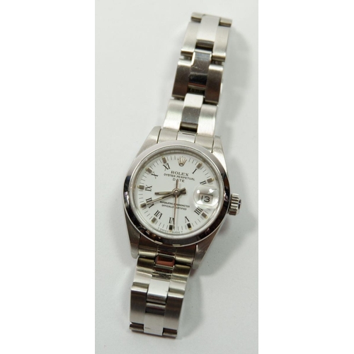 656 - A Rolex Ladies stainless steel Oyster Perpetual date wrist watch, Superlative Chronometer