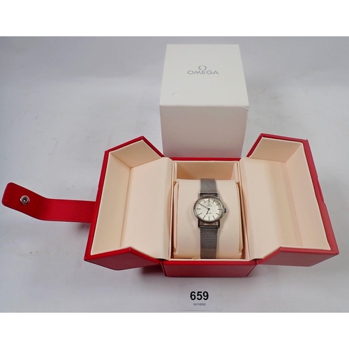 659 - An Omega ladies De Ville stainless steel wrist watch