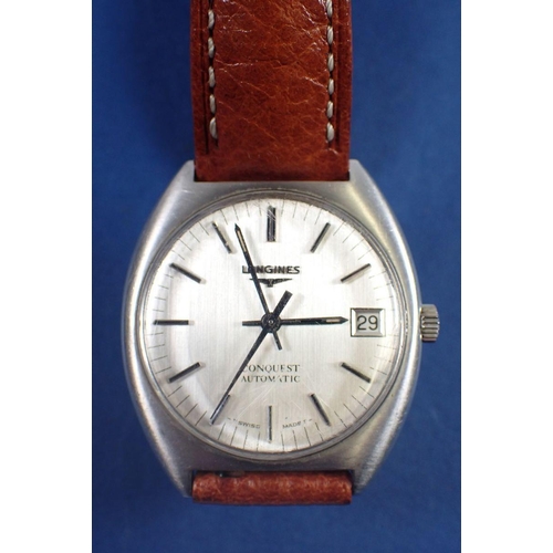 661 - A Longines Conquest gentleman's stainless steel wrist watch and box