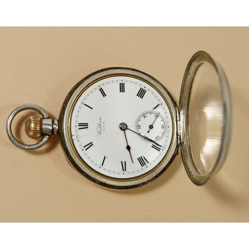 664 - A silver keyless Waltham gents pocket watch, 1912