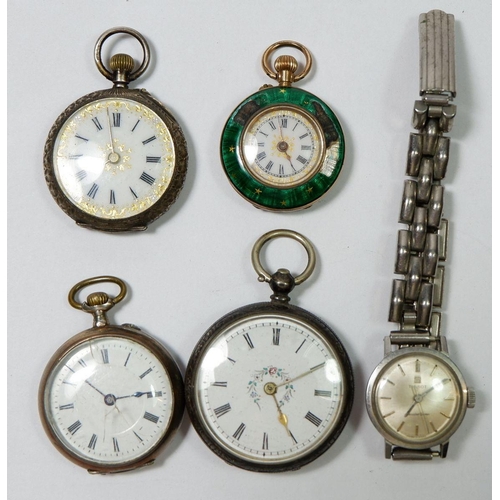 672 - A ladies Tissot wrist watch and various fob watches