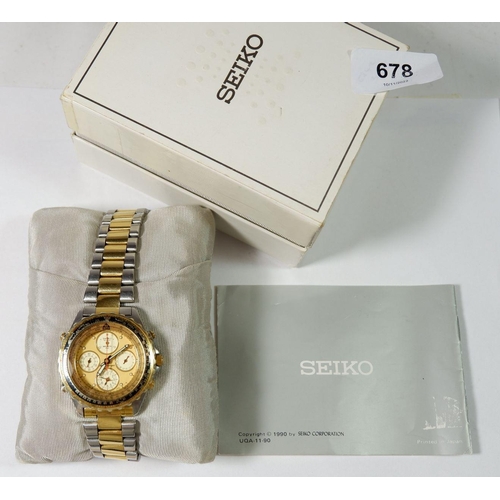 678 - A Seiko Quartz Sports 150 gentleman's wrist watch with four subsidiary dials - boxed with instructio... 