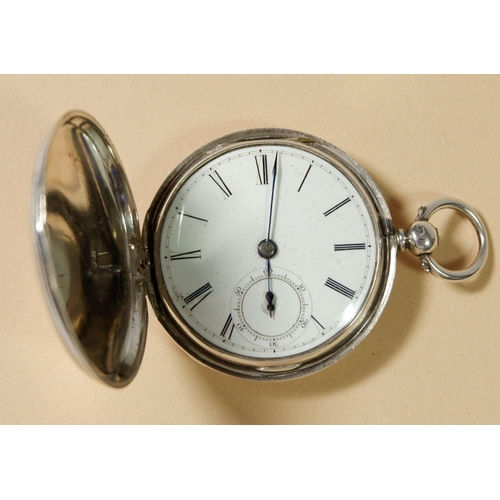 680 - A silver fusee key wound hunter pocket watch - signed James King, London 1854