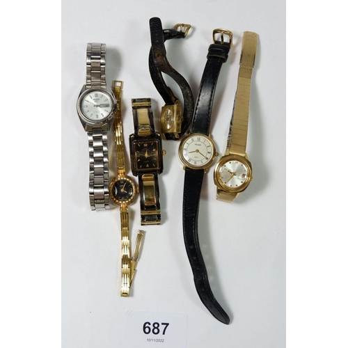 687 - A group of ladies wrist watches including Oris and Seiko