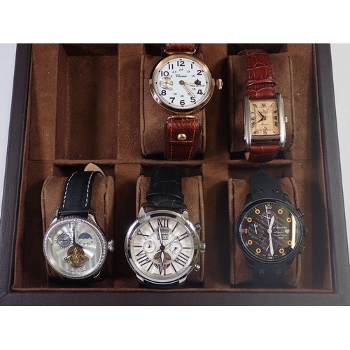 699 - A collection of six watches by various makers including Di Bacarri, Ingersoll, Lifemax, Poliot, Mosc... 