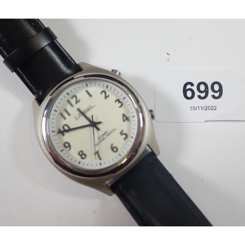 699 - A collection of six watches by various makers including Di Bacarri, Ingersoll, Lifemax, Poliot, Mosc... 