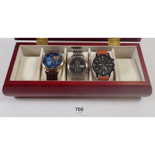 700 - A collection of three wrist watches to include a Constantin Weisz wristwatch on a brown leather stra... 