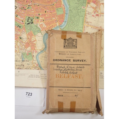 723 - A Government of Northern Ireland Ministry of Agriculture Ordance Survey map of Belfast