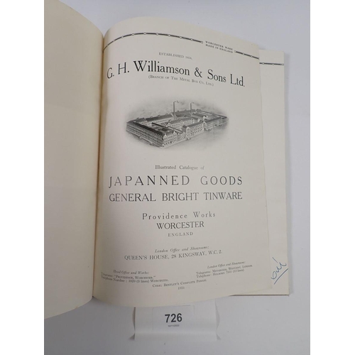 726 - A Worcester Ware Catalogue, 1937 - G H Williamson & Sons Ltd, Provident Works, Worcester