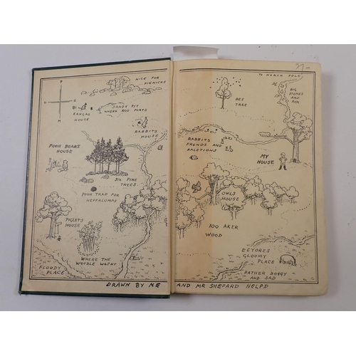 731 - A 1926 first edition Winnie The Pooh by AA Milne,  decorations by Ernest H Shepard, some pages have ... 