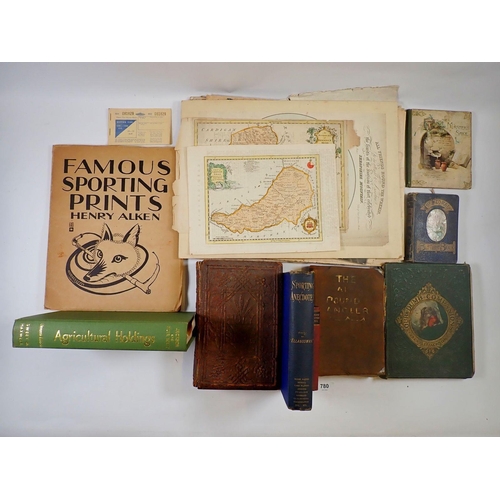 780 - A box of ephemera relating to Churchill, various sporting books and bibles including famous sporting... 