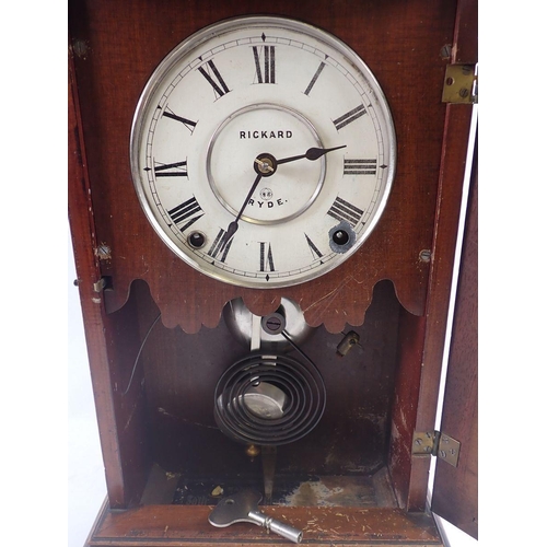 801 - A 19th century Rickard Ryde arch top shelf clock, 51cm