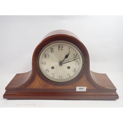 805 - Two 1920's mahogany arch top mantel clocks