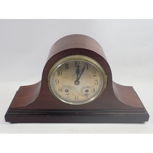 805 - Two 1920's mahogany arch top mantel clocks