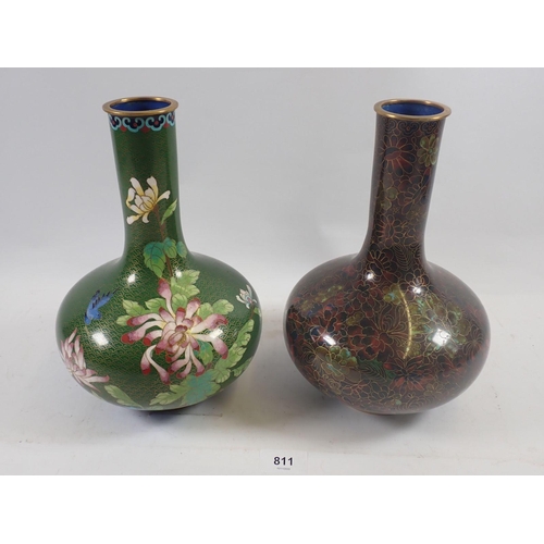 811 - Two Chinese bulbous cloisonne vases, 25cm tall