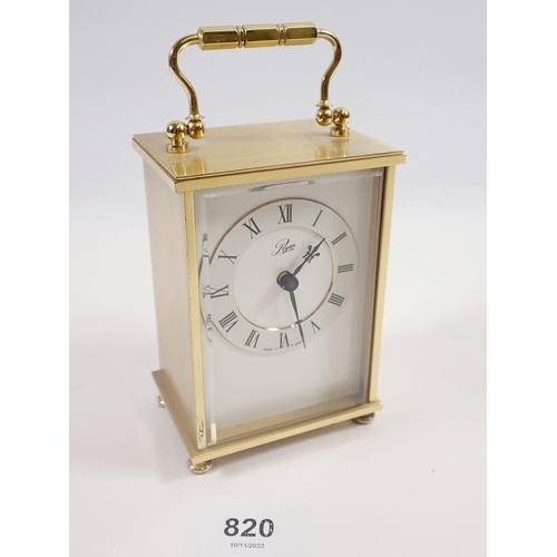 820 - A Weiss brass carriage clock, 10cm