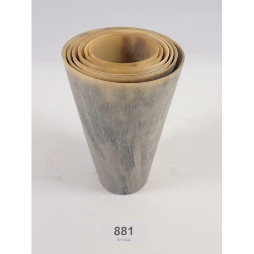 881 - A set of six graduated horn tumblers