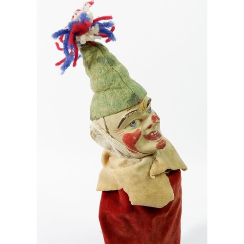 904 - A Victorian Mr Punch marotte jester doll with papier mache head