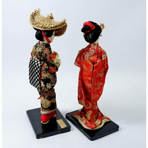 929 - Two Nishi dolls on stands, Torioi and Madame Butterfuly, 27cm H