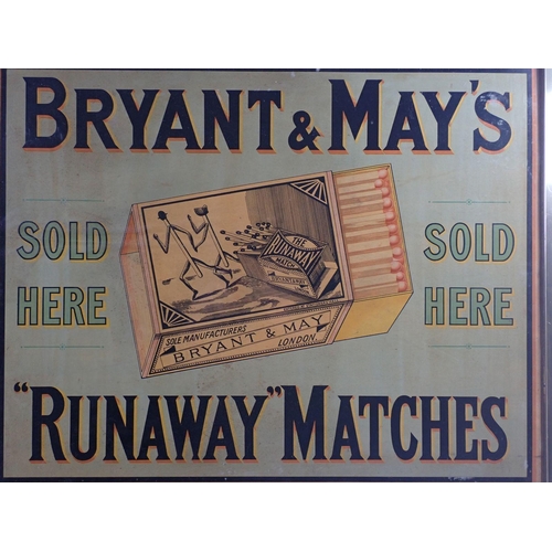 983 - An early 20th century printed advertisement for Bryant & May Runaway Matches, framed and glazed